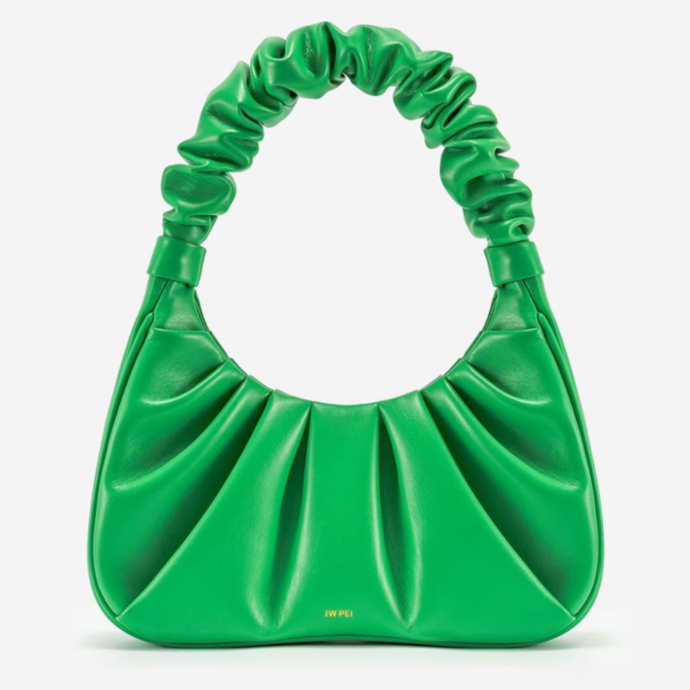 JW PEI Vibrant Green Ruched Hobo Bag